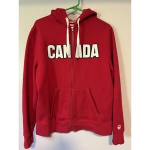 Hudson's Bay Olympic Canada Hoodie Men's S Red Marl Appliqué
